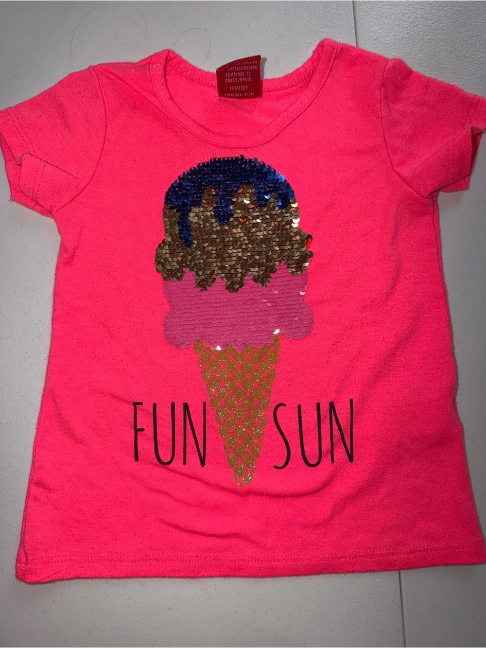 Kids Pink sequin ice cream graphic tee size 1 T0123